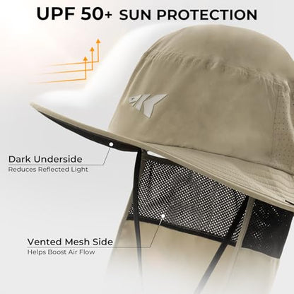 KastKing Sol Armis UPF 50 Boonie Hat - Sun Protection Hat, Fishing Hat, Beach & Hiking Hat, Paddling - color: Y: Nomad, size: With Neck Shield