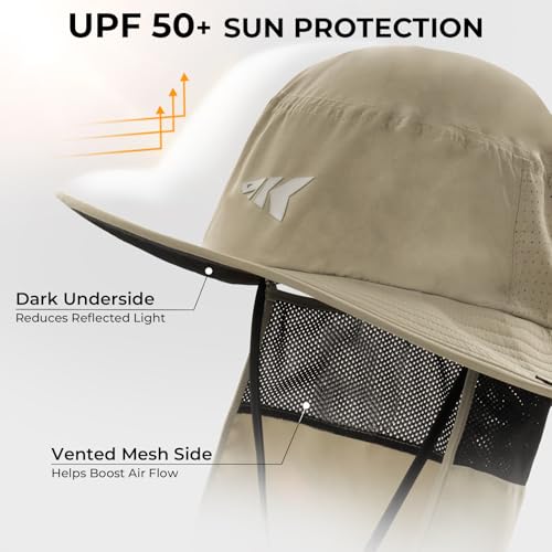 KastKing Sol Armis UPF 50 Boonie Hat - Sun Protection Hat, Fishing Hat, Beach & Hiking Hat, Paddling - color: Y: Nomad, size: With Neck Shield