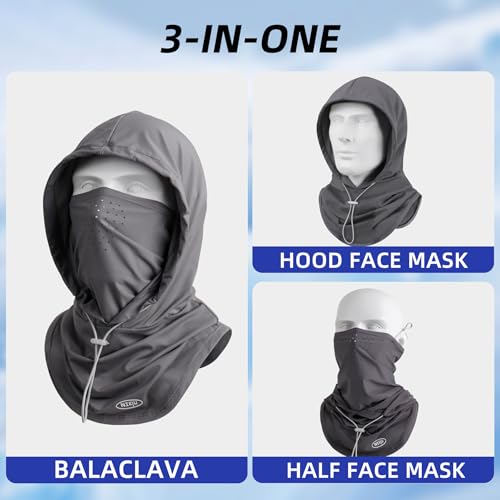 Summer Balaclava Face Mask with Breathable Holes Sun Face Shield UV Protection Full Head Mask for Men Women Fishing Cycling - color: Dark Grey-pro