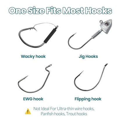 9KM DWLIFE Bait Stoppers Fishing Bait Pegs Stoppers 300PCS– Silicone Soft Plastic Bait Keeper Pegs for Texas Rig, Carolina Rig & Bass Fishing, Bait Stopper Retainer for Worm Hooks, Jigs, Chatterbaits - color: White