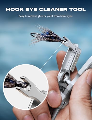 HOOK-EZE Fishing Line Cutter, Fly Fishing Nippers with Retractors and Knot Tying Tool Accessories, Stainless Steel Braided Line Scissors Clippers for Mono and Fluoro Lines - size: 4-in-1