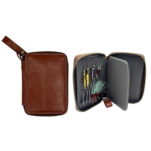 Lure Binder Pu Leather Organizer Bag Portable Crankbait Wallet with Interior Slots for Trout Anglers Travel Storage