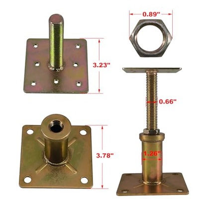 Adjustable 4 1/3" - 7" House Floor Jacks Mini Screw Post Pole for Leveling, Galvanized, 6 Pack - size: 4.3-7 inch