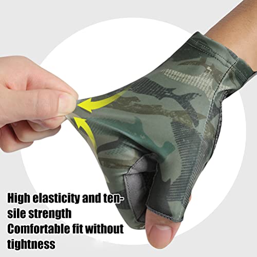 Protection Fingerless Fishing Gloves, UPF50+ Breathable Quick Drying Slip Sun Gloves for Men, with Lightweight Stretch Material for Kayaking Hiking Paddling Driving