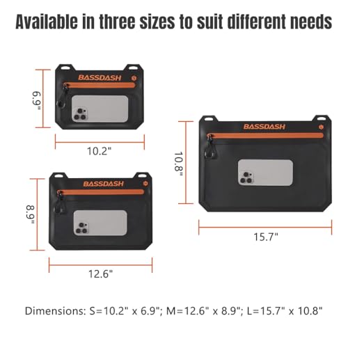 BASSDASH 2-Pack TPU Fishing Tackle Bag Heavy Duty Bait Storage Pouch with Water-Resistant Zipper for Soft Baits, Tools, Accessories - size: Small