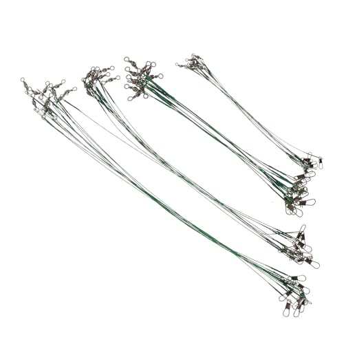 Toyvian 40pcs Heavy Duty Steel Wire Fishing Leaders with Double Locking Swivels and Snaps Bite Resistant Fishing Line Kit for Saltwater and Freshwater Anglers Multiple Lengths