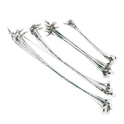 Toyvian 40pcs Heavy Duty Steel Wire Fishing Leaders with Double Locking Swivels and Snaps Bite Resistant Fishing Line Kit for Saltwater and Freshwater Anglers Multiple Lengths