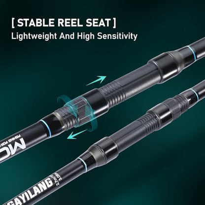 Sougayilang Spinning Fishing Rod, 3-Piece, Carbon Catfish Rod with EVA Comfortable Handle for Catfish and Carp Fishing, Medium/Heavy Power, 9'0"/10'0"/11'0" - size: 10'0"