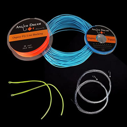 AnglerDream WF Fly Fishing Line Kit 1 2 3 4 5 6 7 8 9WT Fly Fishing Line Leader Braided Backing Fish Line - color: Blue, size: WF 1F Fly Line Combo