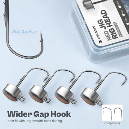 Ned Rig Jig Heads, 20 Pack Finesse Mushroom Jig Hooks Kit for Bass Fishing 1/16 3/32 1/8 3/16oz - style: 1/4oz, 20 Packs
