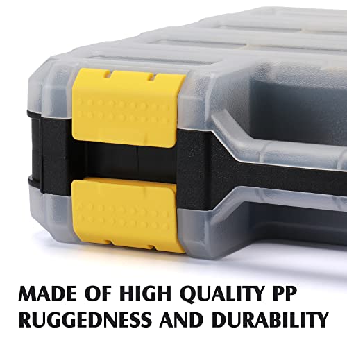 MIXPOWER 34-Compartment Double Sided Organizer with Impact Resistant Polymer and Customizable Removable Plastic Dividers, storage and carry, Black/Yellow - size: 12.5-inch-Yellow