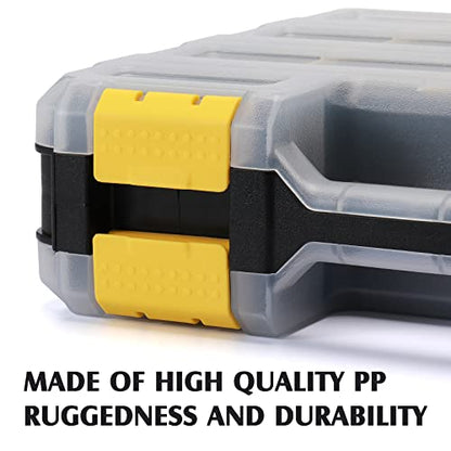 MIXPOWER 34-Compartment Double Sided Organizer with Impact Resistant Polymer and Customizable Removable Plastic Dividers, storage and carry, Black/Yellow - size: 12.5-inch-Yellow