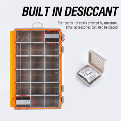 Waterproof Fishing Tackle Box,Lure Box and Terminal Tackle Storage,3600 and 3700 Tackle Trays, Tackle Organization with Removable Dividers (3600-Medium Size) - size: 3600-Medium Size