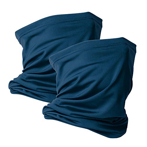 VULKIT 2 Pack Neck Gaiter Face Mask Scarf Reusable Bandanas Tube UV Protection Balaclava Outdoor Sport for Men and Women - color: Prussian Blue