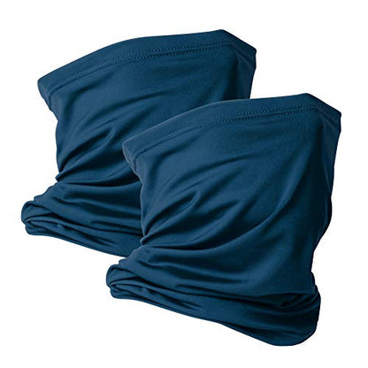 VULKIT 2 Pack Neck Gaiter Face Mask Scarf Reusable Bandanas Tube UV Protection Balaclava Outdoor Sport for Men and Women - color: Prussian Blue