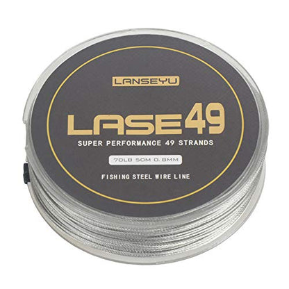 50M 44lb/70lb Test Stainless Steel Fishing Wire - 7x7 Strands, 0.6mm/0.8mm Trace Coating, Jigging Line - color: 0.8mm-70lb-50M