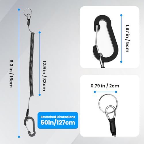 Retractable Safety Lanyards Coiled Lanyard with Aluminum Hook and Quick Release Buckle Lanyard Safe Tool for Fishing Kayaking Keys - color: 4Pcs