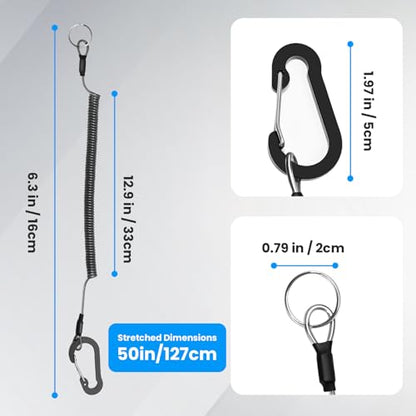 Retractable Safety Lanyards Coiled Lanyard with Aluminum Hook and Quick Release Buckle Lanyard Safe Tool for Fishing Kayaking Keys - color: 4Pcs