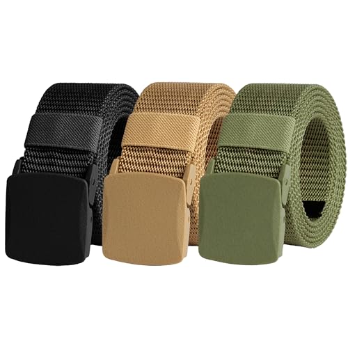 UNGGJKB Men's Tactical Belt, Nylon Casual Elastic Belt, Work Belt That Can Be Cut And Adjusted - color: Brown/Green/Black