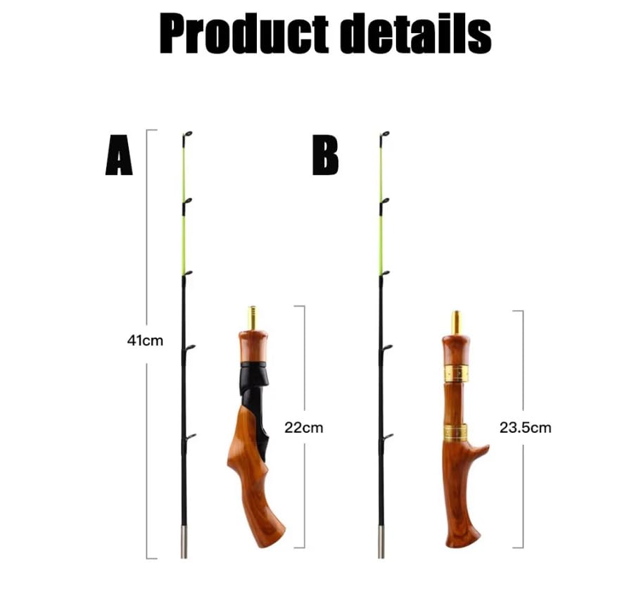 Pack of 1 62cm Portable Ice Fishing Pole - Wooden Handle Short Section Rod, Winter Outdoor Fishing Gear Fishing Rod - style: Casting Rod 1pcs