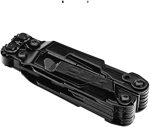 SOG PowerPint Mini Compact Stainless Steel Multi-Tool, 18 Lightweight Specialty Tools & SOG Multitool Pliers Pocket Knife, Black | 5 in Open and 3.25 in Closed, 4.2 Oz, Magnetic 1/4 in Hex Bit Holder, Black - color: Black, style: Multi-Tool