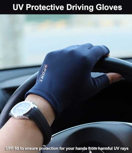 SUJAYU Fingerless UV Protection Gloves - Driving, Sailing, Kayak & Paddling Gloves - Sun Protection, Fishing - Men & Women - size: Medium