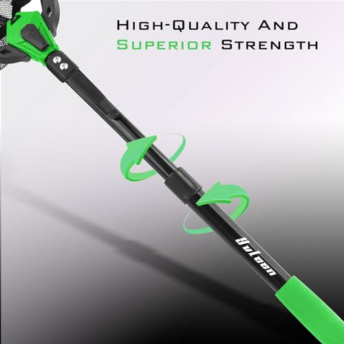 YVLEEN Floating Fishing Net Fish Landing Net - Upgraded Design Foldable & Lightweight Freshwater Fishing Landing Net, Ultra-Thin Rubber Fish Net Easy Catch and Release, Fishing Gifts for Men - color: Green 15"/38cm Hoop Size (Extendable)