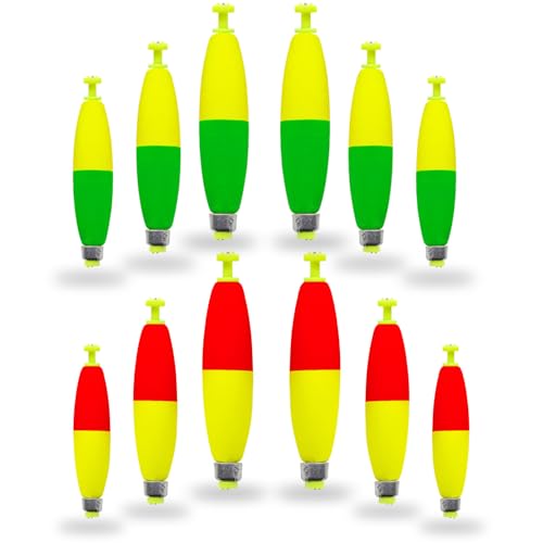 12 Pcs Fishing Bobbers Floats,Snap-on Fishing Bobber Fishing Float Corks Weighted Bobbers for Fishing Crappie Panfish Bluegill Trout - size: Cigar