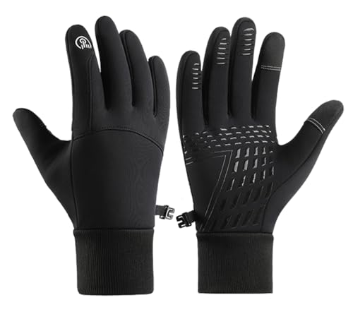 SUJAYU Winter Gloves Men Women, Cold Weather Touch Screen Gloves for Running Cycling Driving Men Women, Warm Gloves Waterproof in Winter Autumn Spring - color: Black, size: Large