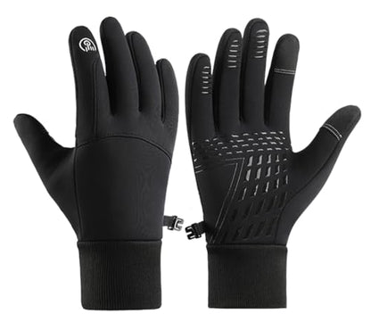 SUJAYU Winter Gloves Men Women, Cold Weather Touch Screen Gloves for Running Cycling Driving Men Women, Warm Gloves Waterproof in Winter Autumn Spring - color: Black, size: Large