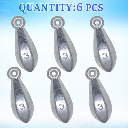 Fishing Weights Sinkers Bank Fishing Lead Sinkers Bullet Fishing Weights Ocean Saltwater Surf Fishing Gear Fishing Assortment 1oz 2oz 3oz 4oz - style: 3oz-6pcs
