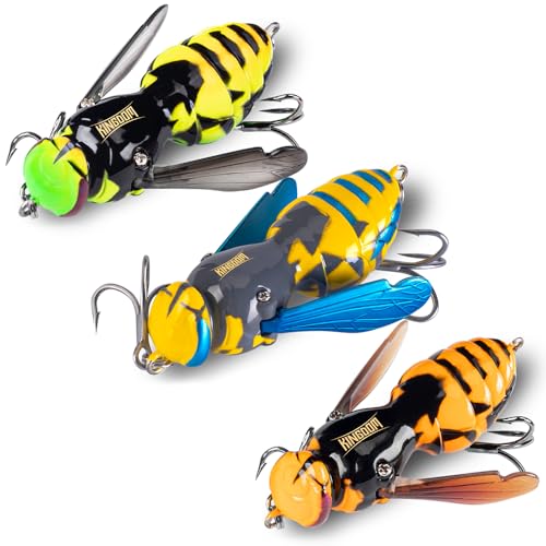 Kingdom Wasp Crawl Bait Insect Bionic Floating Fishing Lures Swimbaits Hard Artificial Baits Lure Freshwater and Saltwater Bass Carp Pike Walleye Fishing ABS Material Carbon Steel Three Book Hook - color: Set1, size: 4.2g