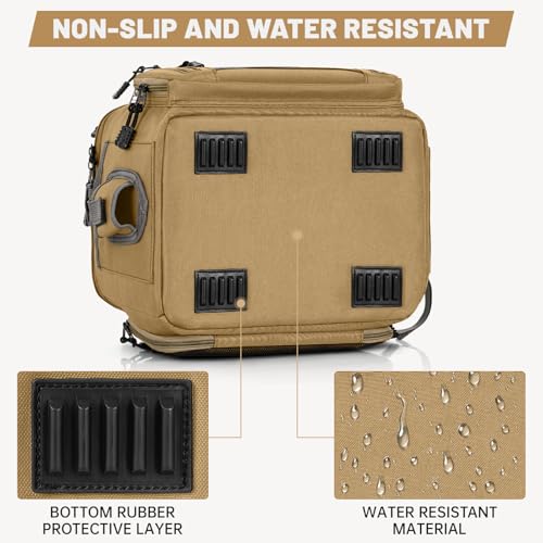 20L Fishing Tackle Bag Empty, Fits 3400-3600 & 4007 Lure Boxes, Water Resistant Fishing Gear Storage Bag, Portable Padded Shoulder Strap Bag for Saltwater Freshwater, Khaki - color: Khaki, style: Bag Only
