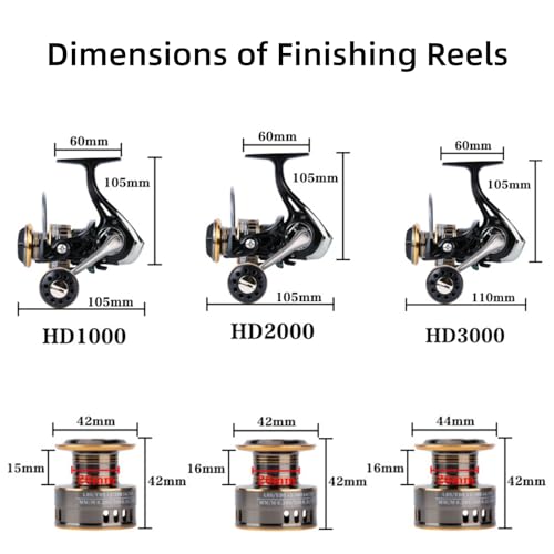 Spinning Fishing Reel, 5.2:1 Gear Ratio Fishing Reel CNC Aluminum Spool Up to 20 Lbs Max Drag with Left/Right Interchangeable for Inshore Boat Rock Freshwater Saltwater Fishing - size: 1000