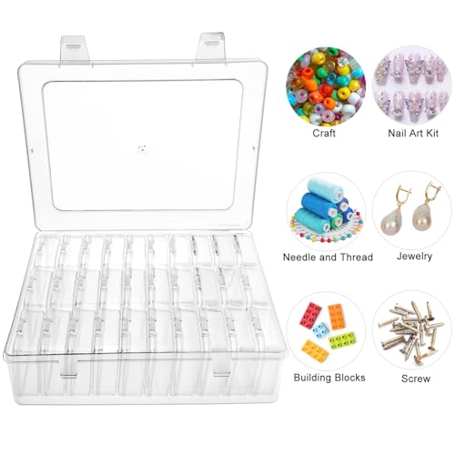 Guyuyii 62 Clear Plastic Bead Storage Containers with Hinged Lids & Labels | for Craft Supplies, Diamond Painting, Jewelry Making | Compatible with Beads, Earrings, Nail Art, Seeds, DIY Bracelet - size: 62 Pcs