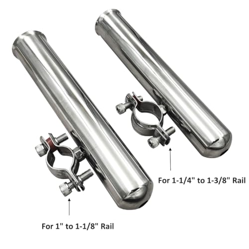 DGOL 2 Packs Shiny 304 Stainless Steel Fishing Rod Holders for Boat, Cute Design, Install on 1" to 1-1/8" Rail