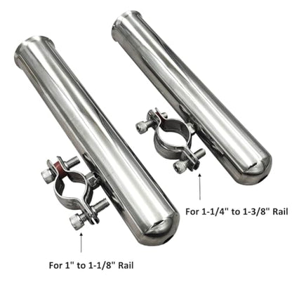 DGOL 2 Packs Shiny 304 Stainless Steel Fishing Rod Holders for Boat, Cute Design, Install on 1" to 1-1/8" Rail