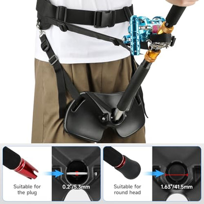SANLIKE Fishing Belt Rod Holder Adjustable Fishing Fighting Waist Belt with EVA Padded Great Plastic Material Fighting Belt - color: Black Set