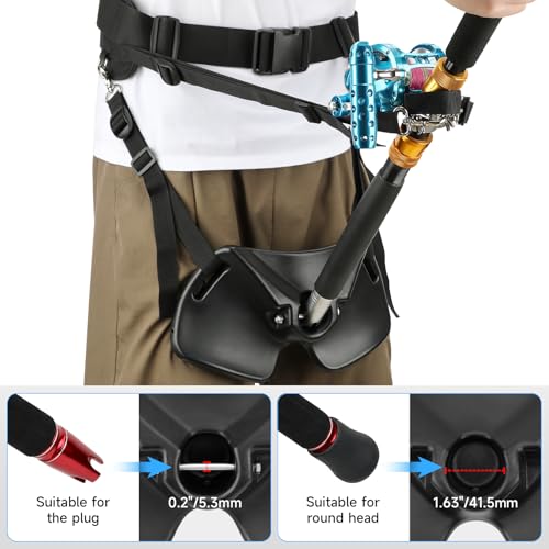 SANLIKE Fishing Fighting Belt, Adjustable Rod Holder Waist Gym Girdle Black | Heavy duty fish fighting belt offers excellent leverage. Perfect waist belt fishing rod holder for big game offshore - color: Black Set