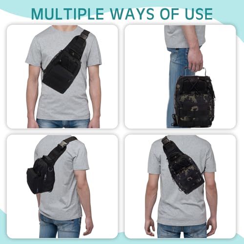 Abbylike 2 Pcs Small Fly Fishing Sling Waterproof Fishing Backpack Outdoor 600d Oxford Cloth Tackle Bag with Multiple Storage Compartments Ideal for Fish Catching Hiking Travel