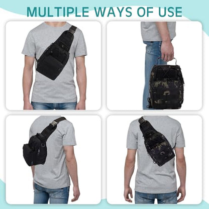 Abbylike 2 Pcs Small Fly Fishing Sling Waterproof Fishing Backpack Outdoor 600d Oxford Cloth Tackle Bag with Multiple Storage Compartments Ideal for Fish Catching Hiking Travel