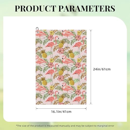 Tropical Pink Flamingo Golf Towel Microfiber with Carabiner Clip, Funny Cleaning Cloth for Golf Balls & Clubs, Gift for Women Men, Golfers, Dad, Grandpa, Bag Accessories 16"*24"-Bird Pineapple - color: Flamingo