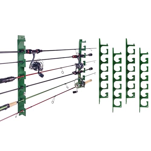 Aventik Horizontal Fishing Rod Holder for Garage Wall or Ceiling Mounted Fishing Pole Holder Holds 6 Rods or Combos, Fishing Rod Rack for Wall, Fishing Rod Storage Organizer (2 Pack Green) - style: 2 Pack Green