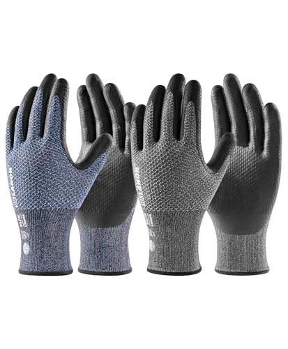 LANON Gardening Gloves for Men Women, 2 Pairs Nitrile Coated Garden Gloves with Grip, Breathable B.COMB AIR Technique, Dusty Olive & Bluebird, Medium - color: Dusty Olive & Bluebird (Nitrile), size: Medium