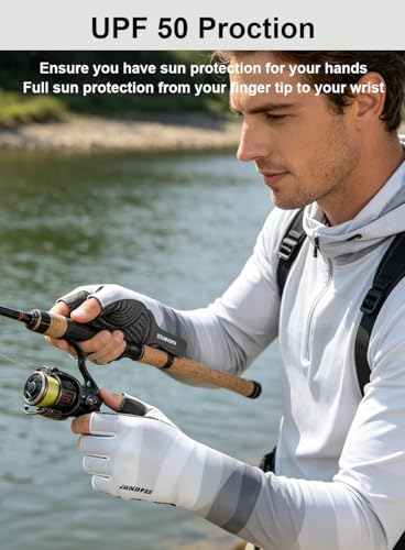 SUJAYU Fishing Gloves Men Women, Sailing Gloves Kayak Gloves Paddling Gloves Rowing Gloves, UV Gloves Sun Gloves Sun Protection Gloves Fly Fishing Gloves for Women Men - color: Blue, size: Medium