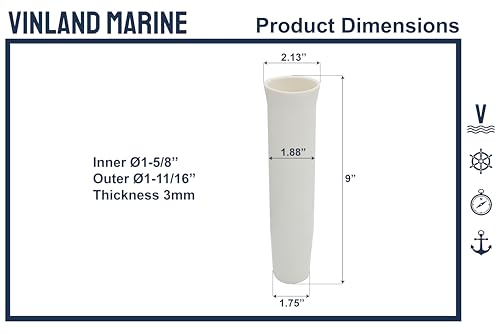 Vinland Marine Flared Fishing Rod Holder Insert Sleeves Pack of 3, Fishing Rod Holder Liner for Aluminum Rod Holder, for T Top Rod Holder, for clamp on Rod Holders for Boat