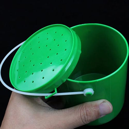 2pcs Fishing Bait Bucket Set, Plastic Live Earthworm Lures Container, Portable Worm Holder for Outdoor Fishing Tackle and Bait Storage