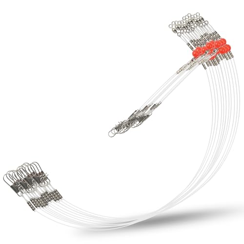 Fishing Leaders Saltwater Tackle Rig Surf Fishing Rigs with Swivel Snaps High Strength Wire Leader Bottom Rigs Fishing Gear Equipment for Lures Bait Hooks - color: White Nylon, style: 1 Arm-12pcs