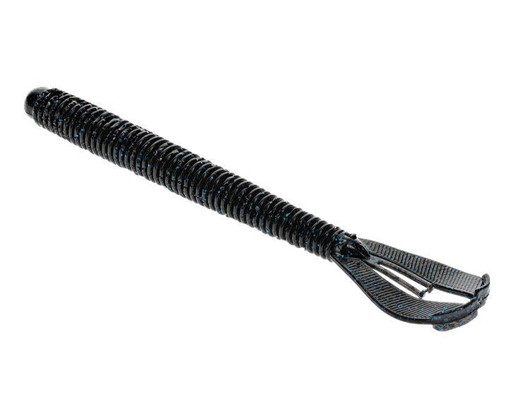 Strike King Rage Twin Tail Menace Worm Soft Bait Fishing Lure, 6", 2 Rage Flange Tails - color: Black/Blue