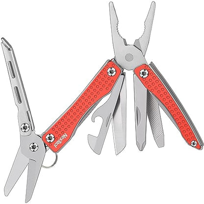 Nextool EDC Keychain Multitool, 10 in 1 Mini Pocket Knife Multi Tool with Needlenose Pliers, Scissors, Mini Useful Cool Gadgets for Men, Father's Day Gifts from Daughter-Red - color: Red